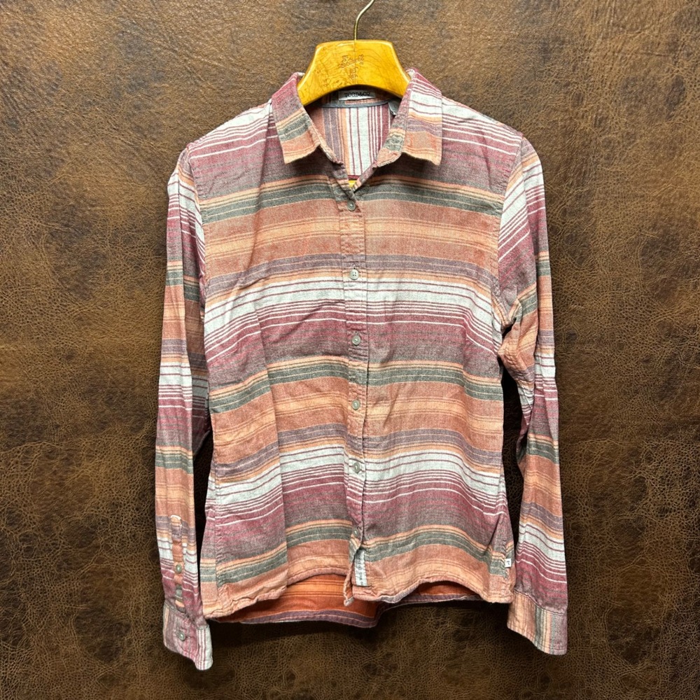 Toad&Co Large Stripe Button Down Blouse Western Country Live Well Do Well